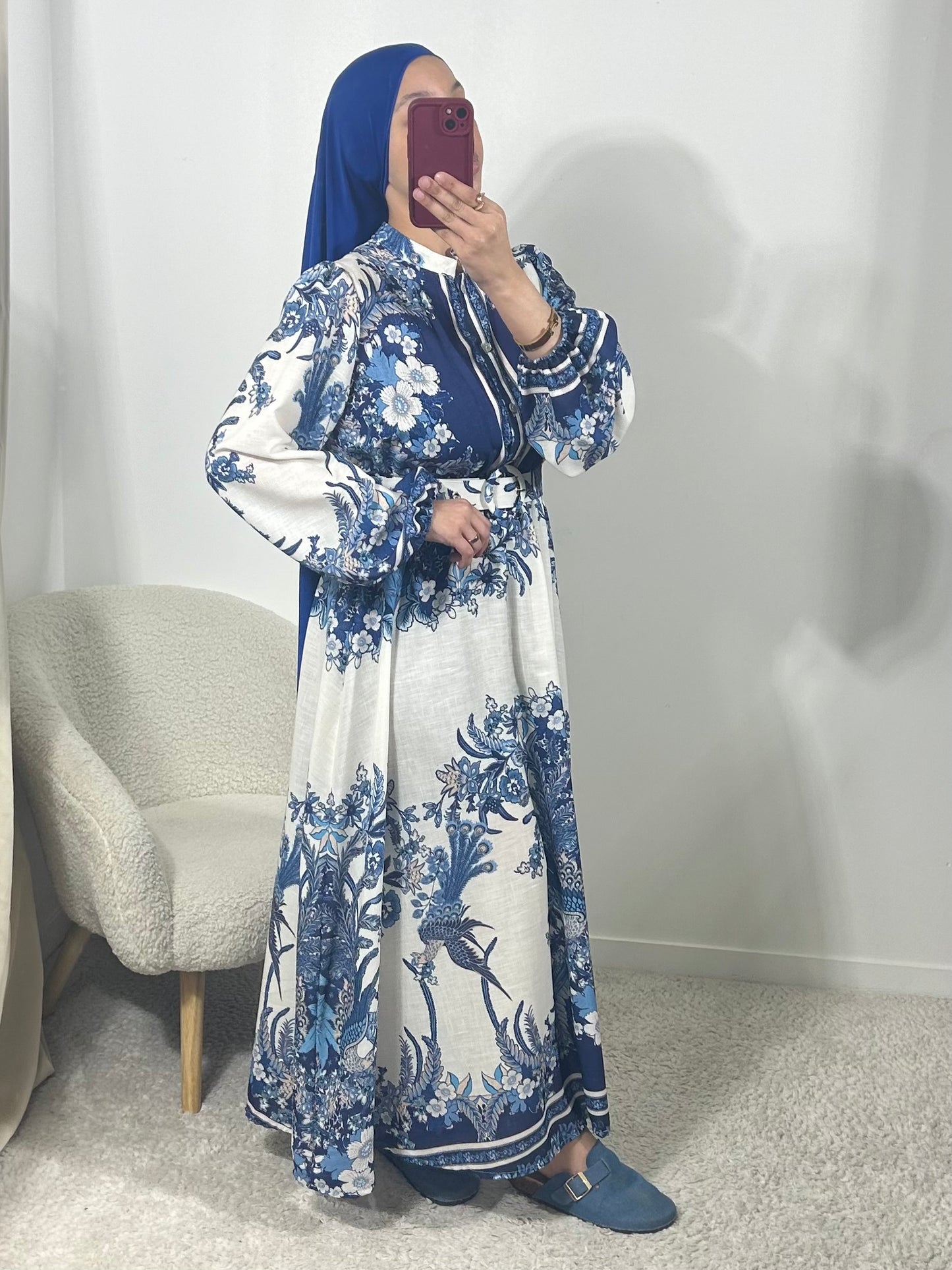Robe imprimée bleu foncée
