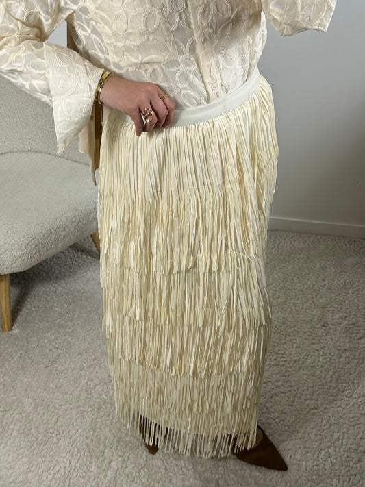 Jupe à franges beige