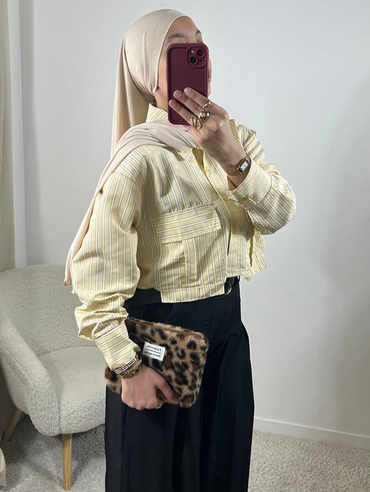 Chemise courte jaune