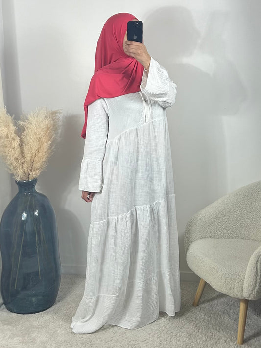 Robe longue gaz de coton blanche