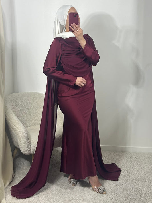 Robe drapée bordeaux