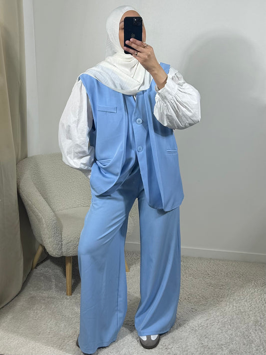 Blazer sans manches bleu