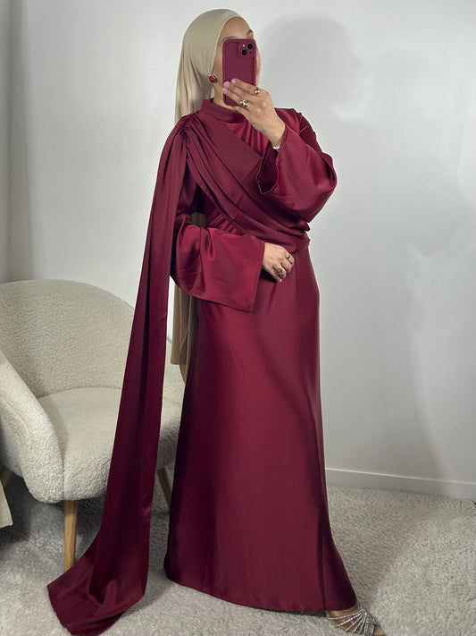 Robe drapée bordeaux