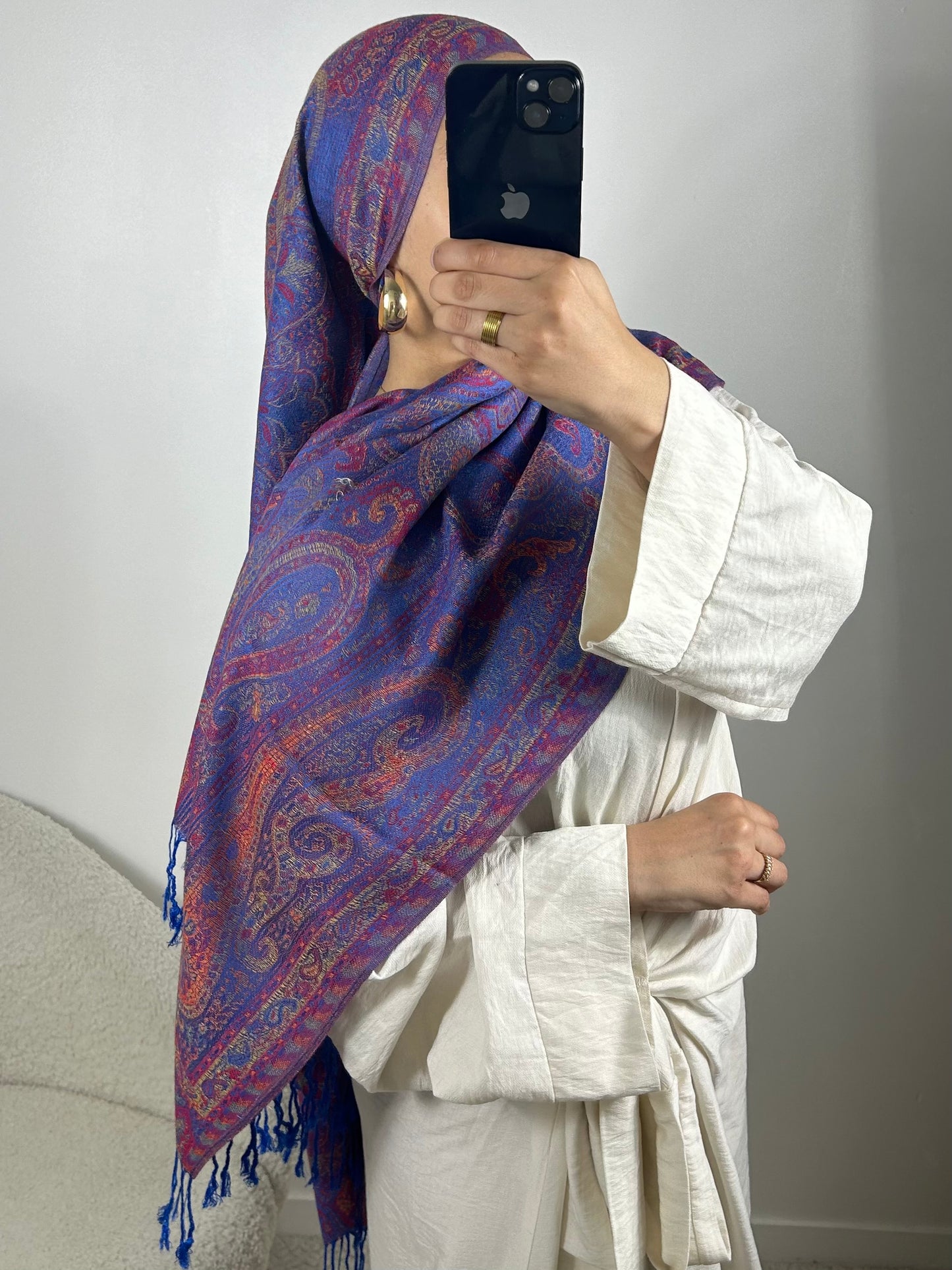 Pashmina layaan bleu foncée