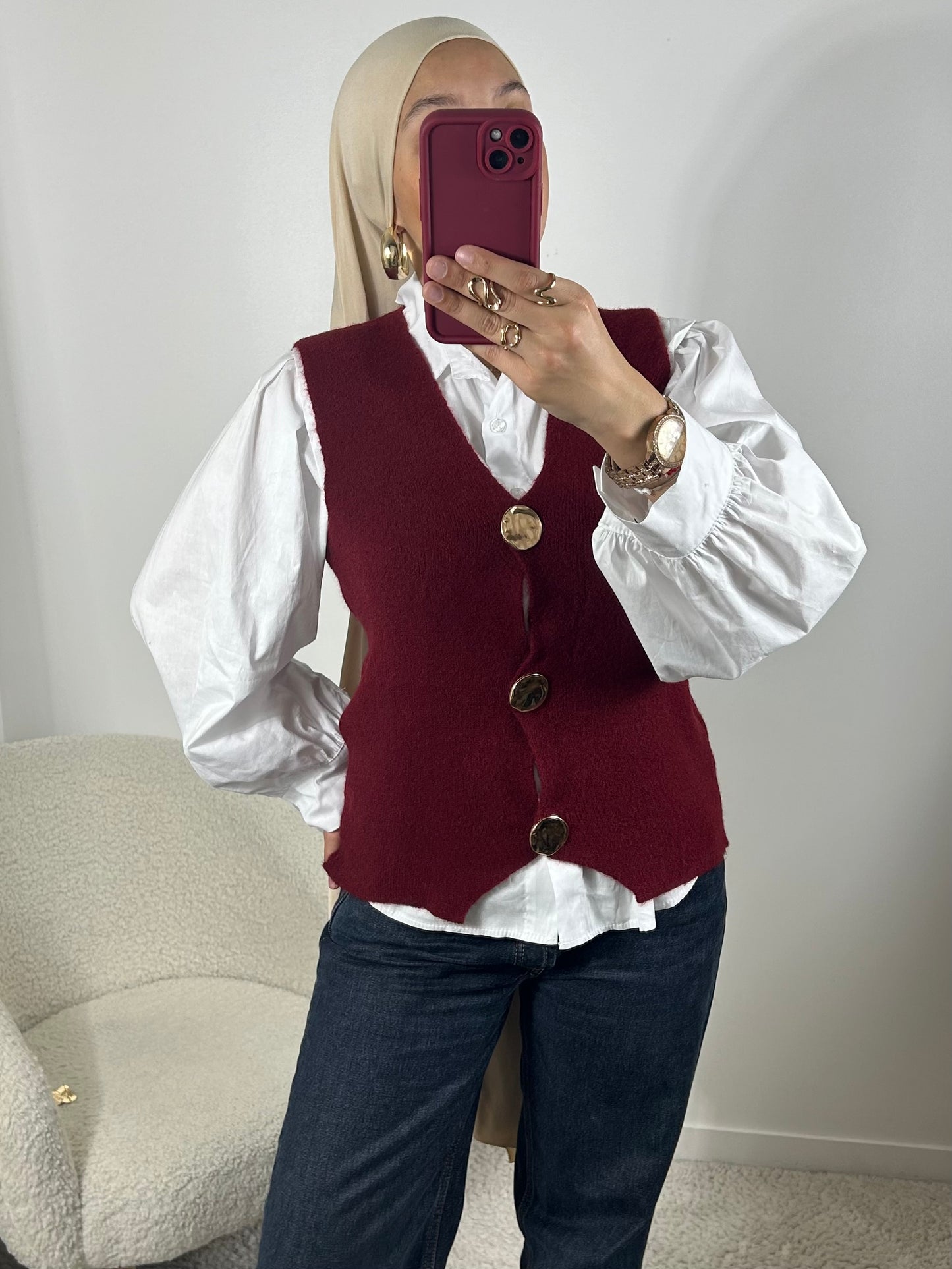 Gilet sans manches bordeaux