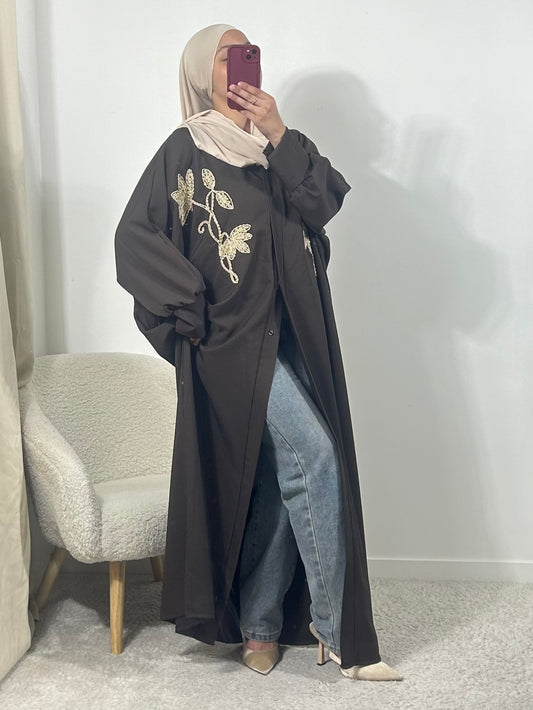 Abaya boutonnée marron