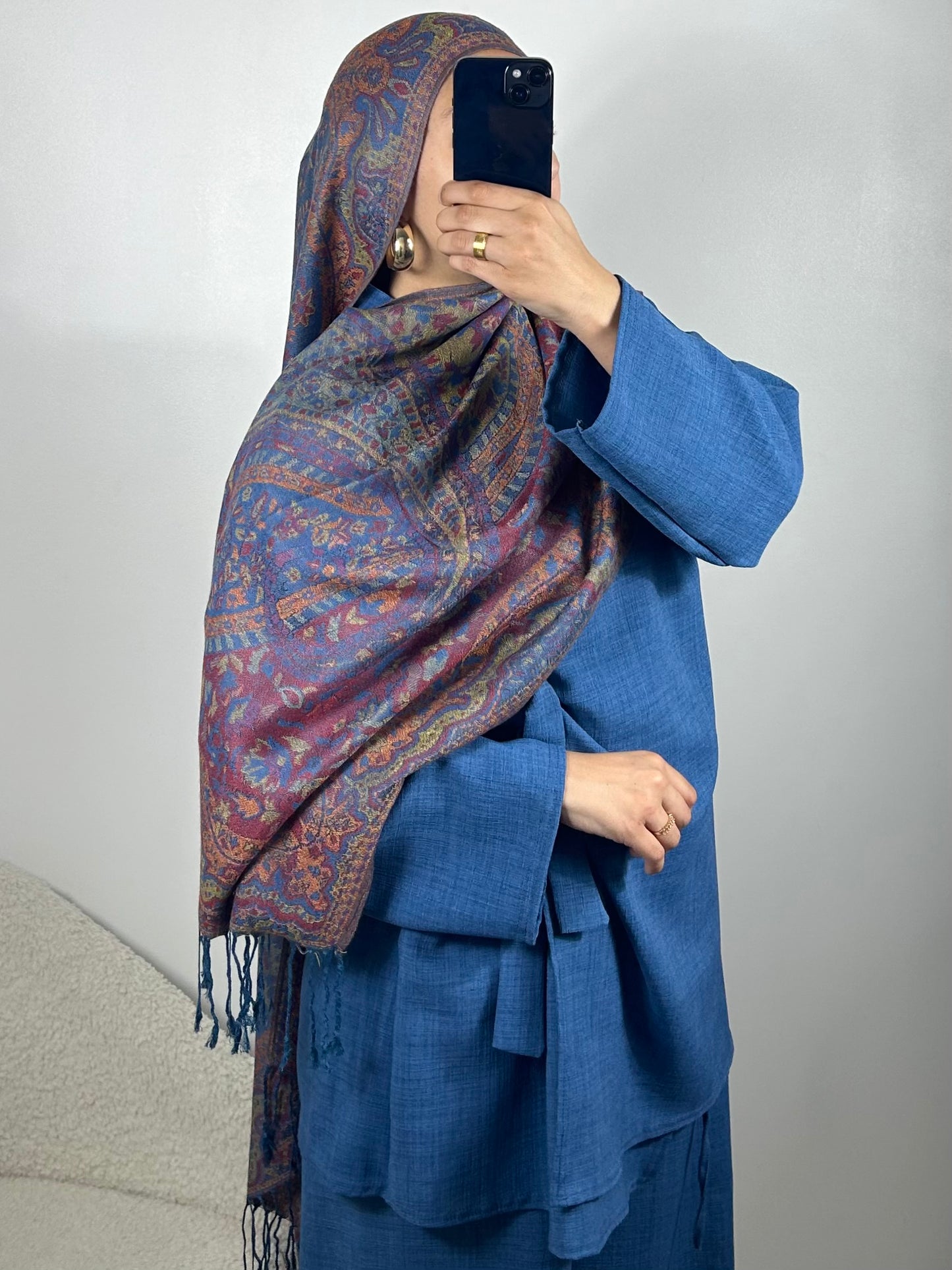 Pashmina rawda bleu