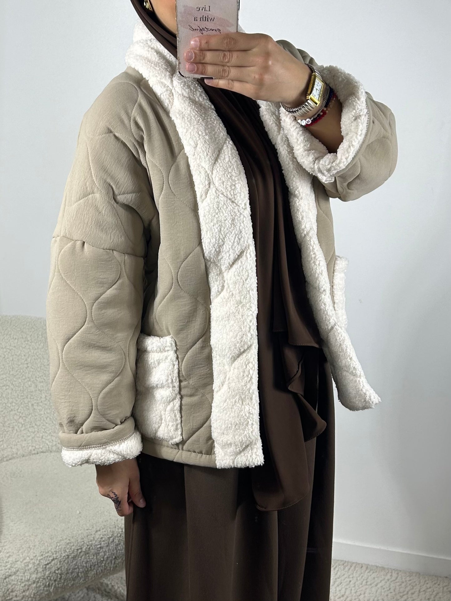 Veste matelassée taupe