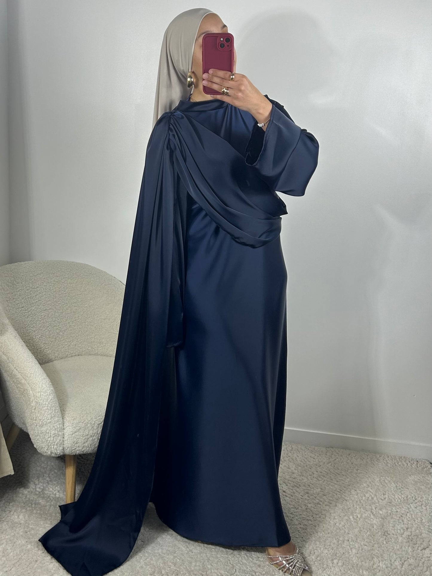 Robe drapée bleu nuit