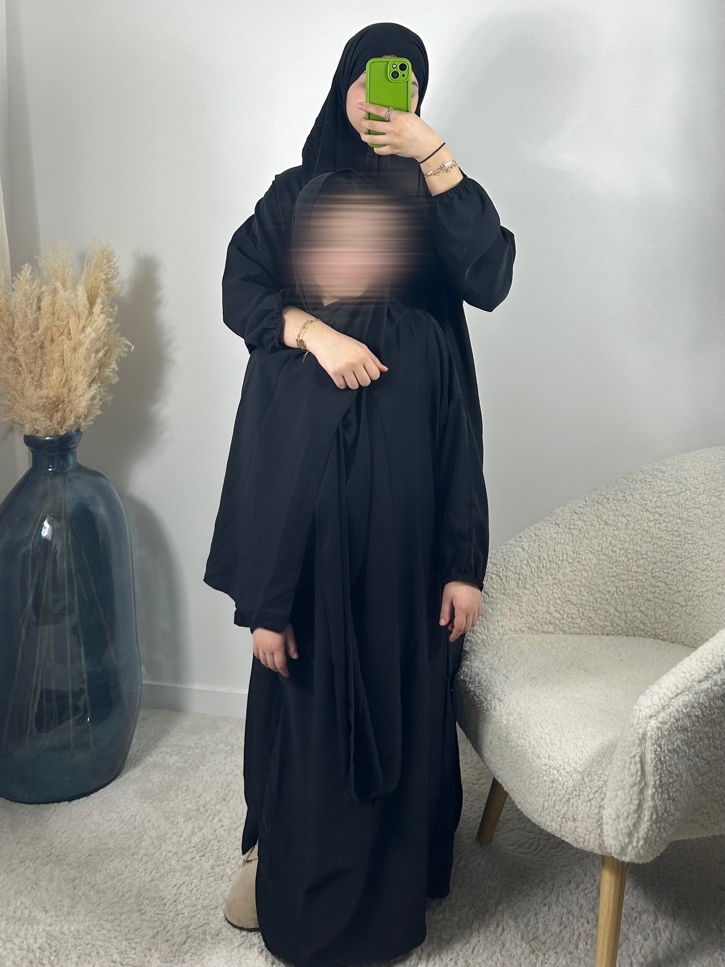 Abaya voile intégré noir