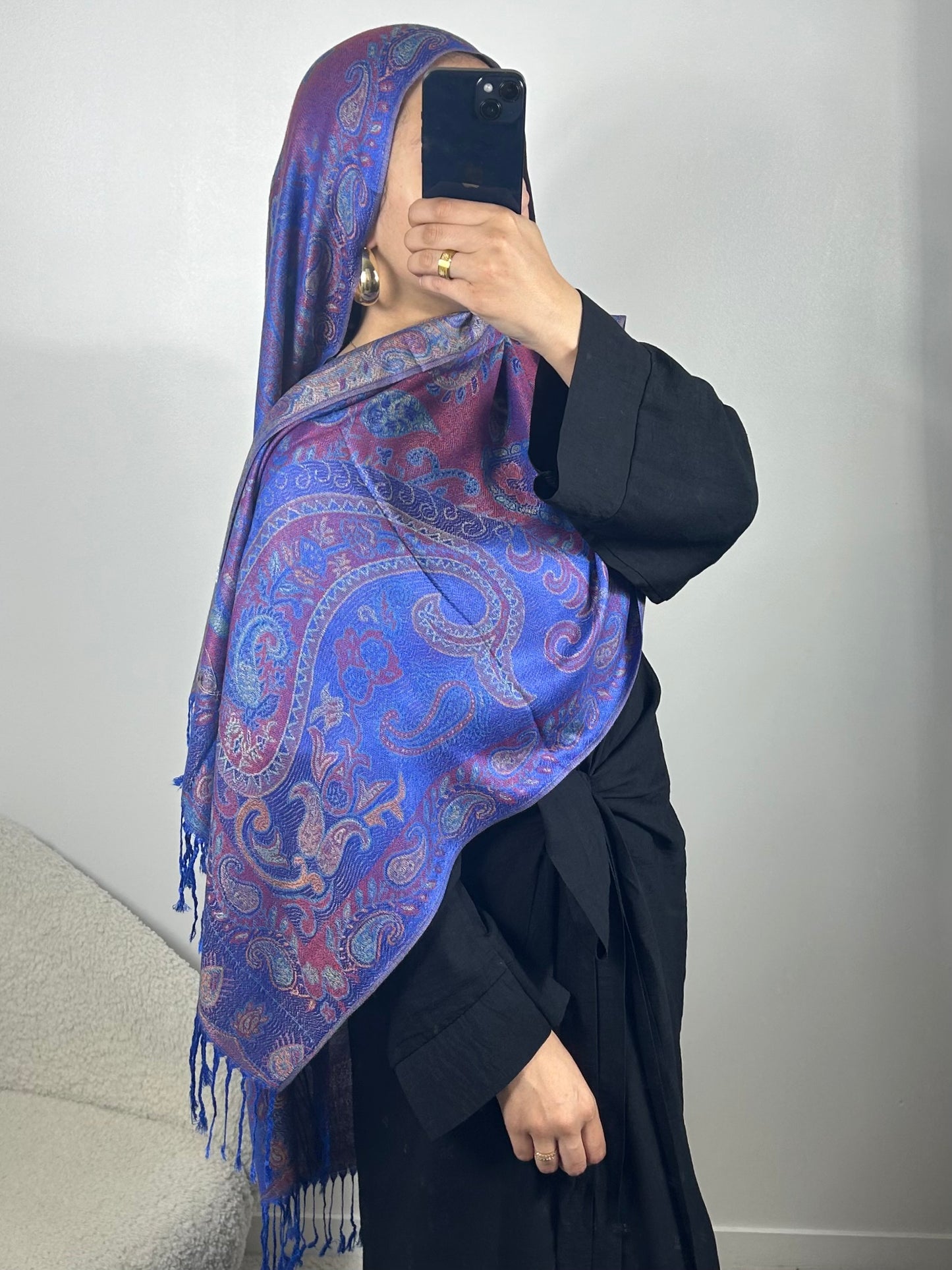 Pashmina lali bleu électrique