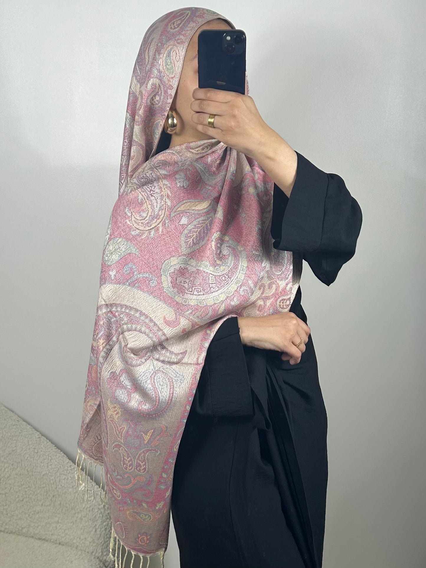 Pashmina lali rose crème