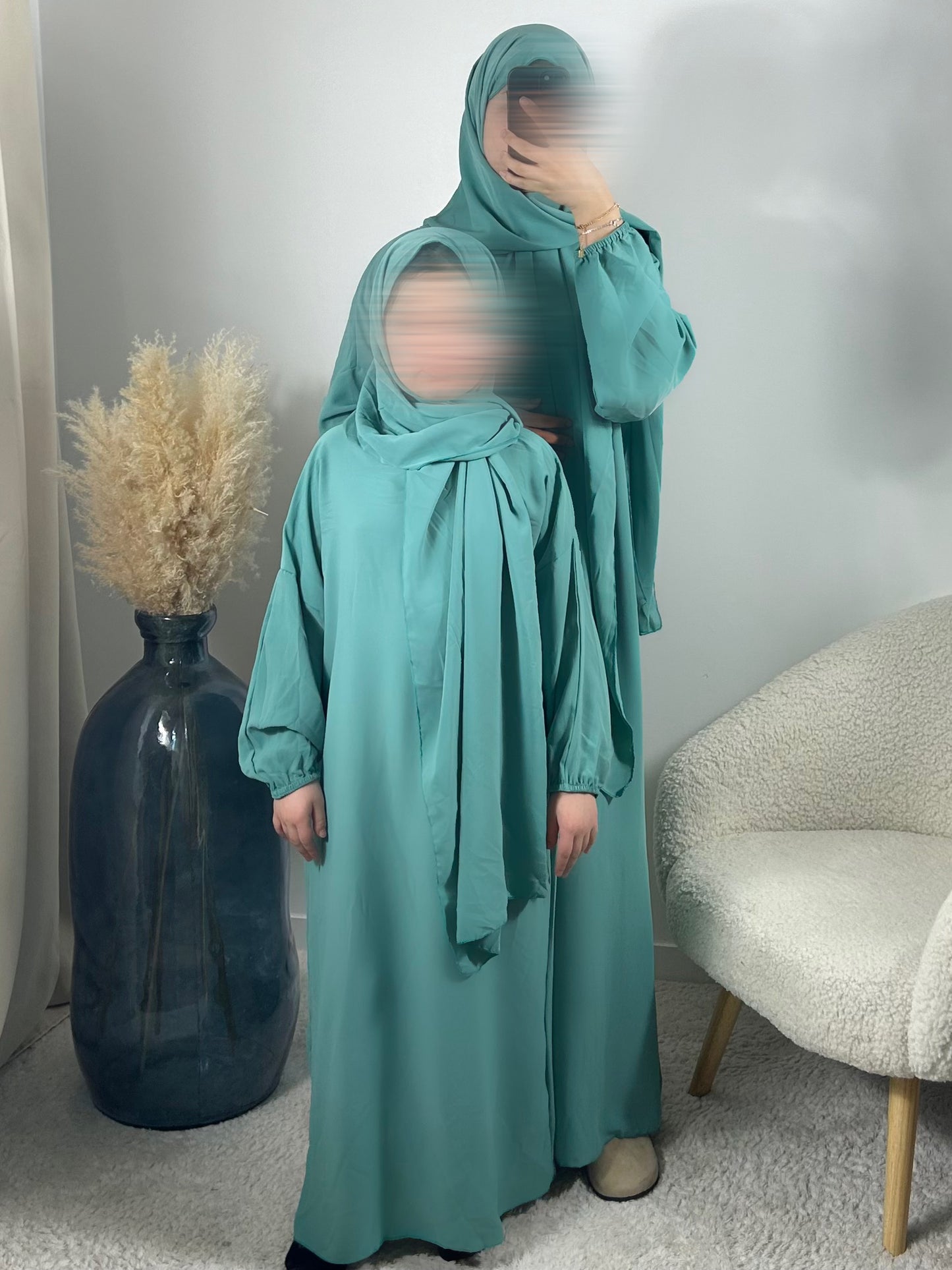 Abaya voile intégré menthe