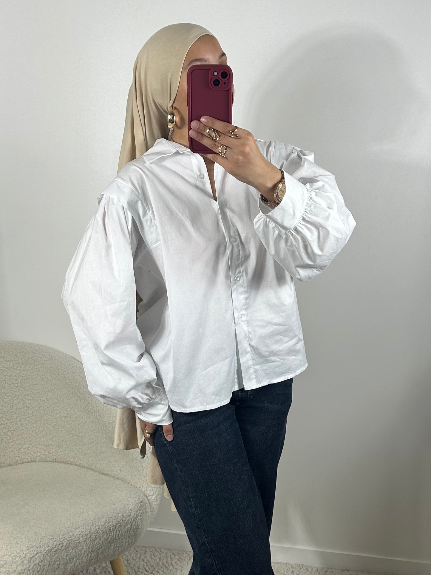 Chemise bouffante blanche