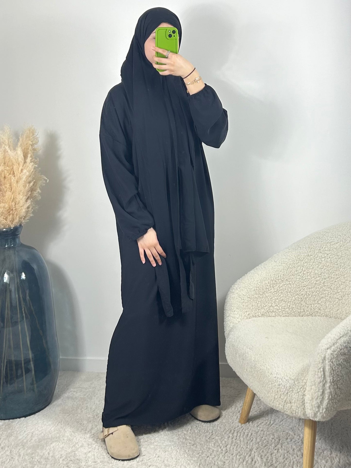 Abaya voile intégré noir