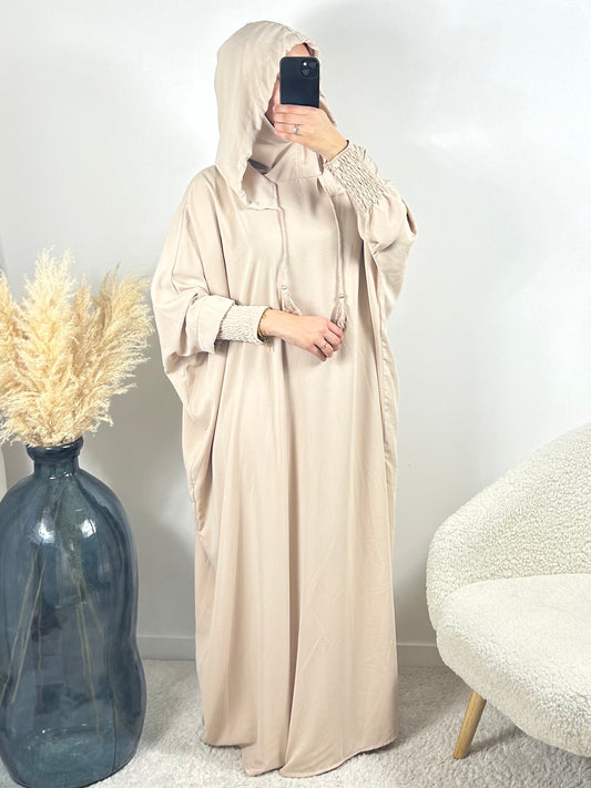 Abaya cagoule intégré beige