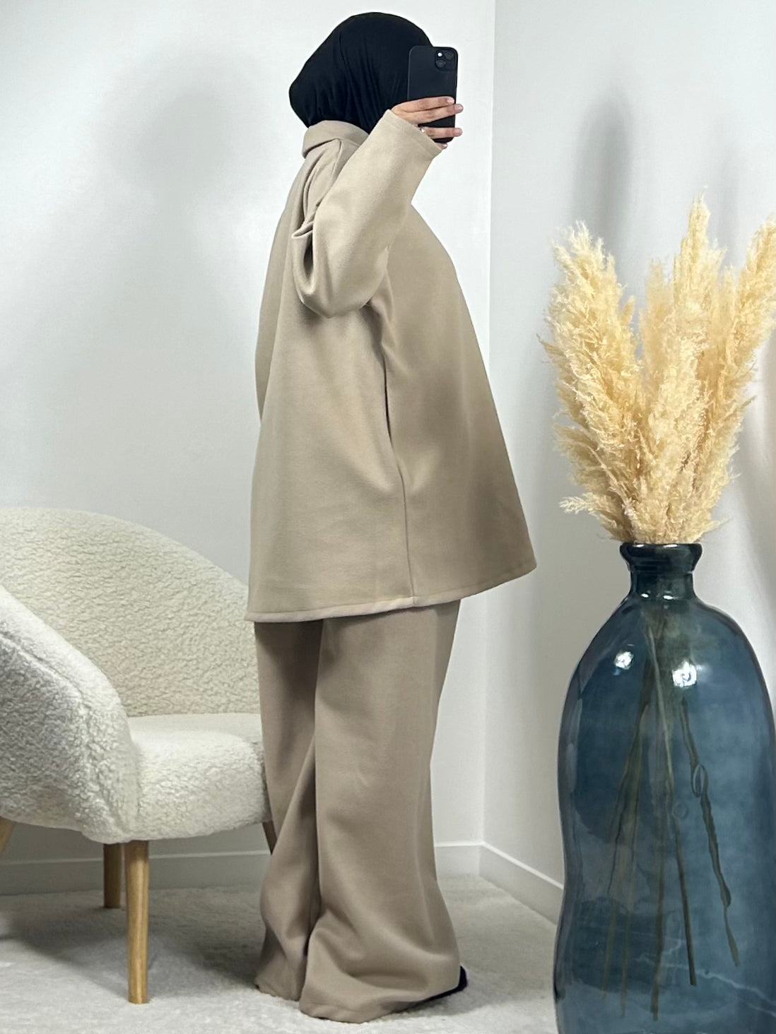 Beige zip set 