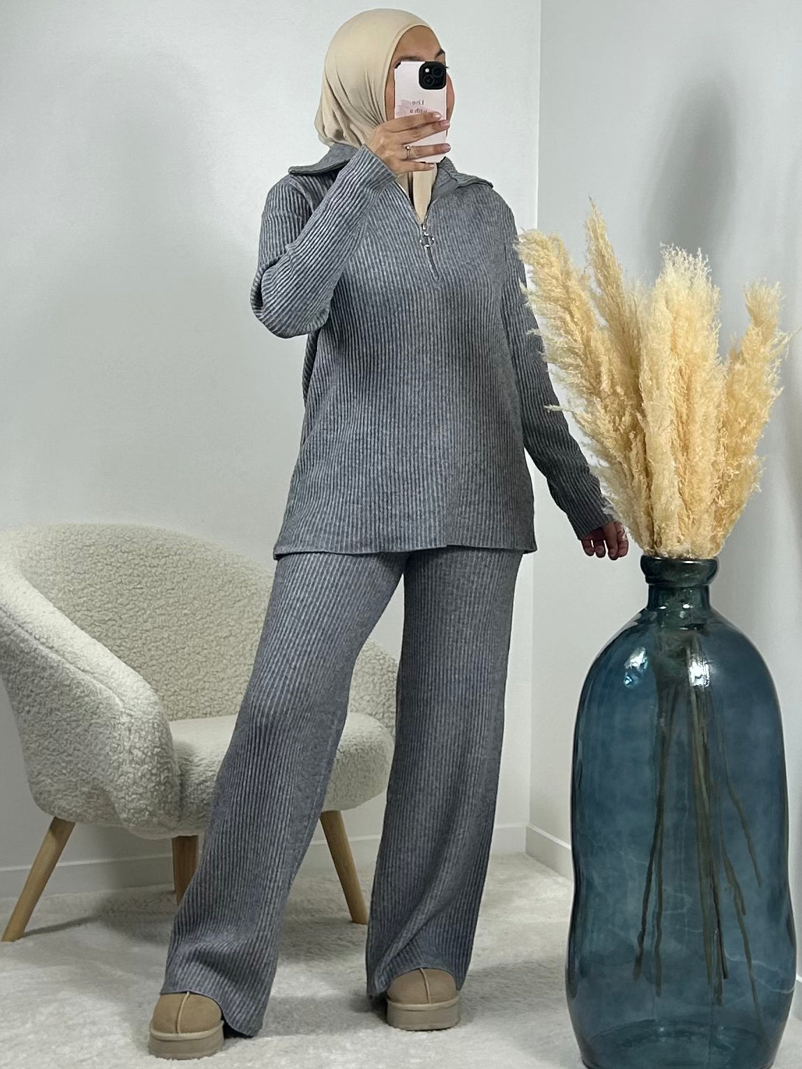 Ensemble zip gris