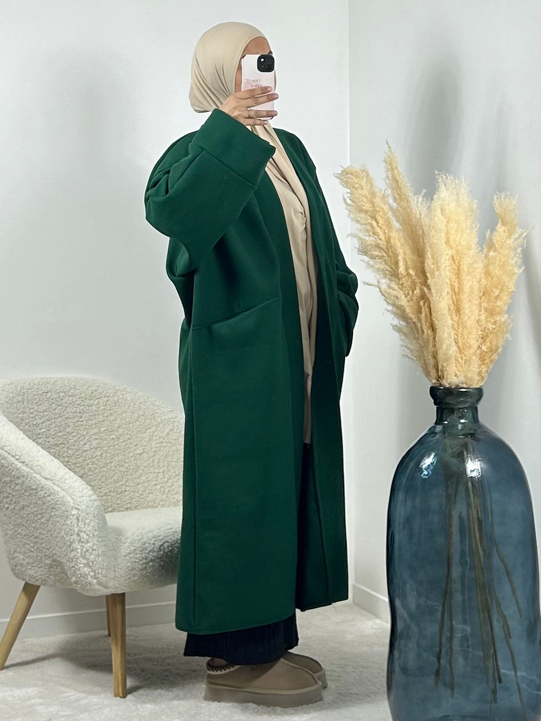 Kimono manteau vert sapin