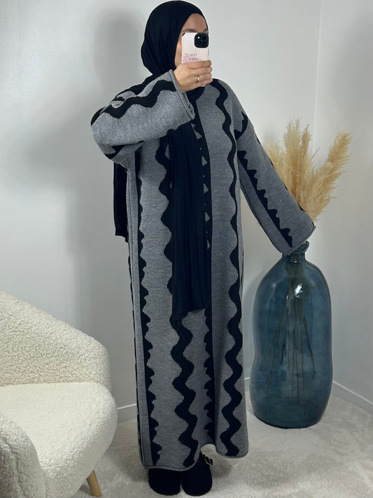 Robe longue grise à motif