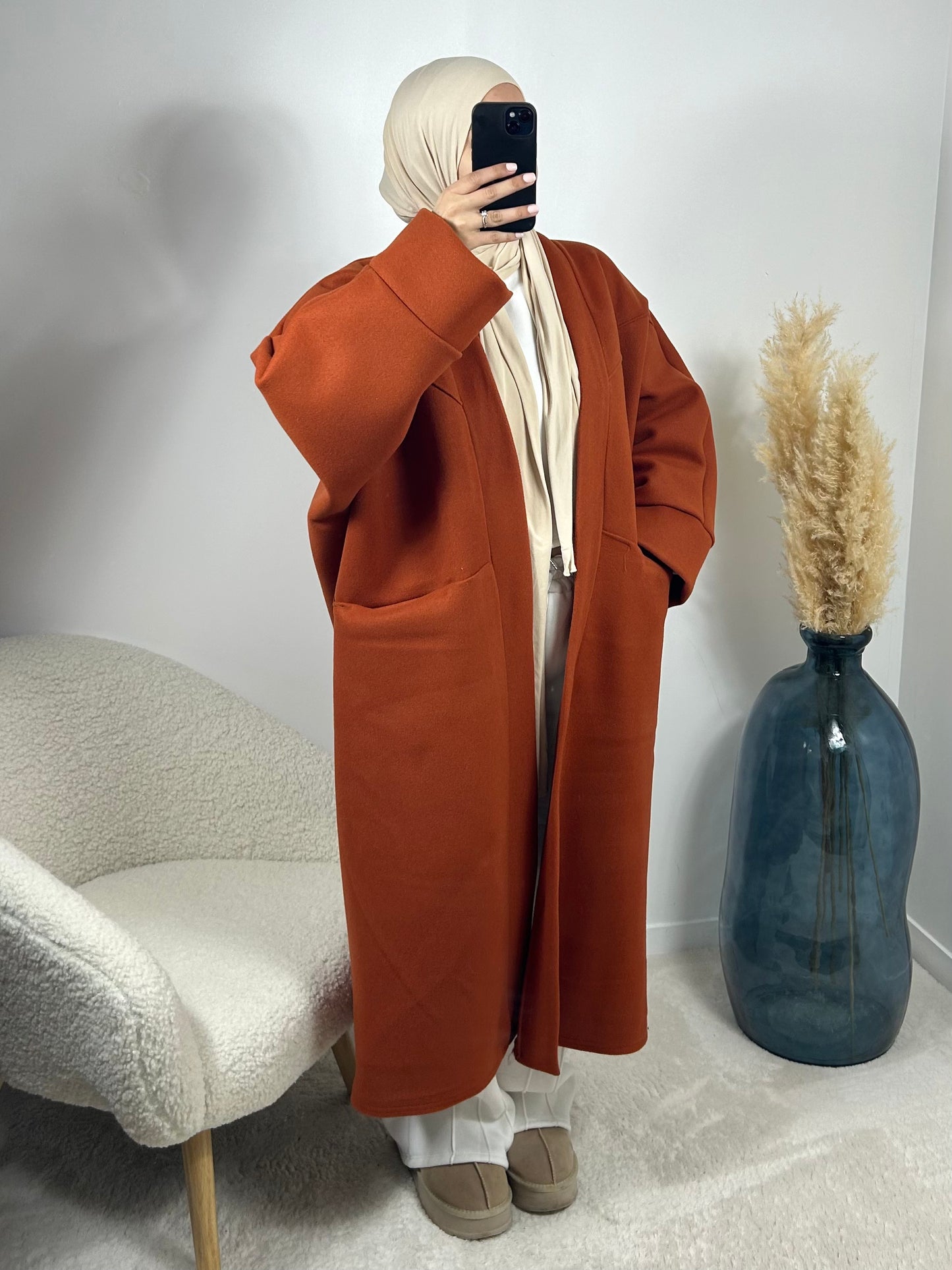 Kimono coat terracotta 