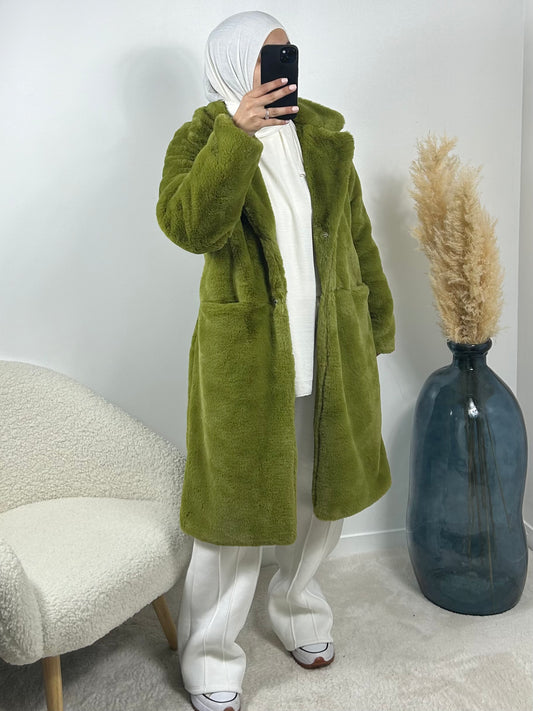 Pistachio faux fur coat 