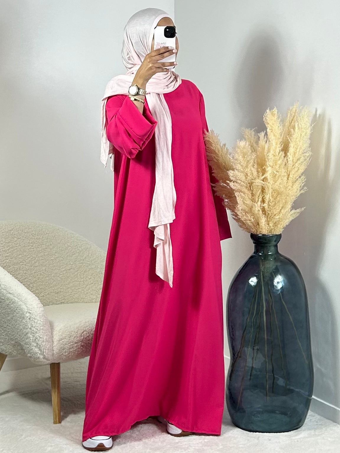 Fuchsia pink abaya