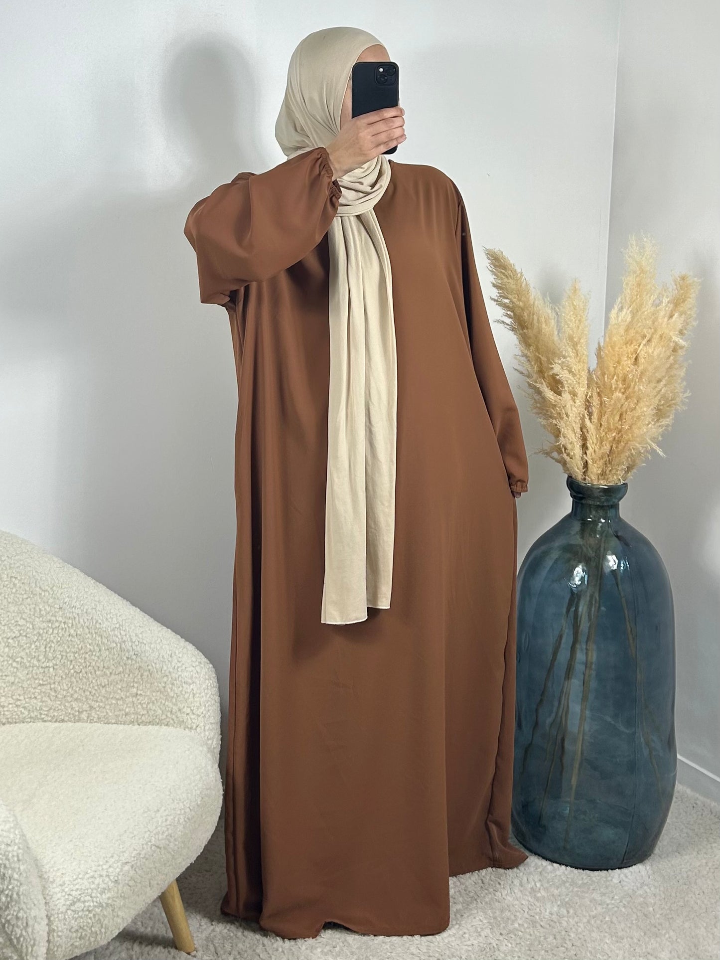 Abaya à poches camel