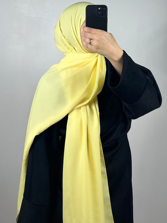 Voile soie de médine jaune pâle